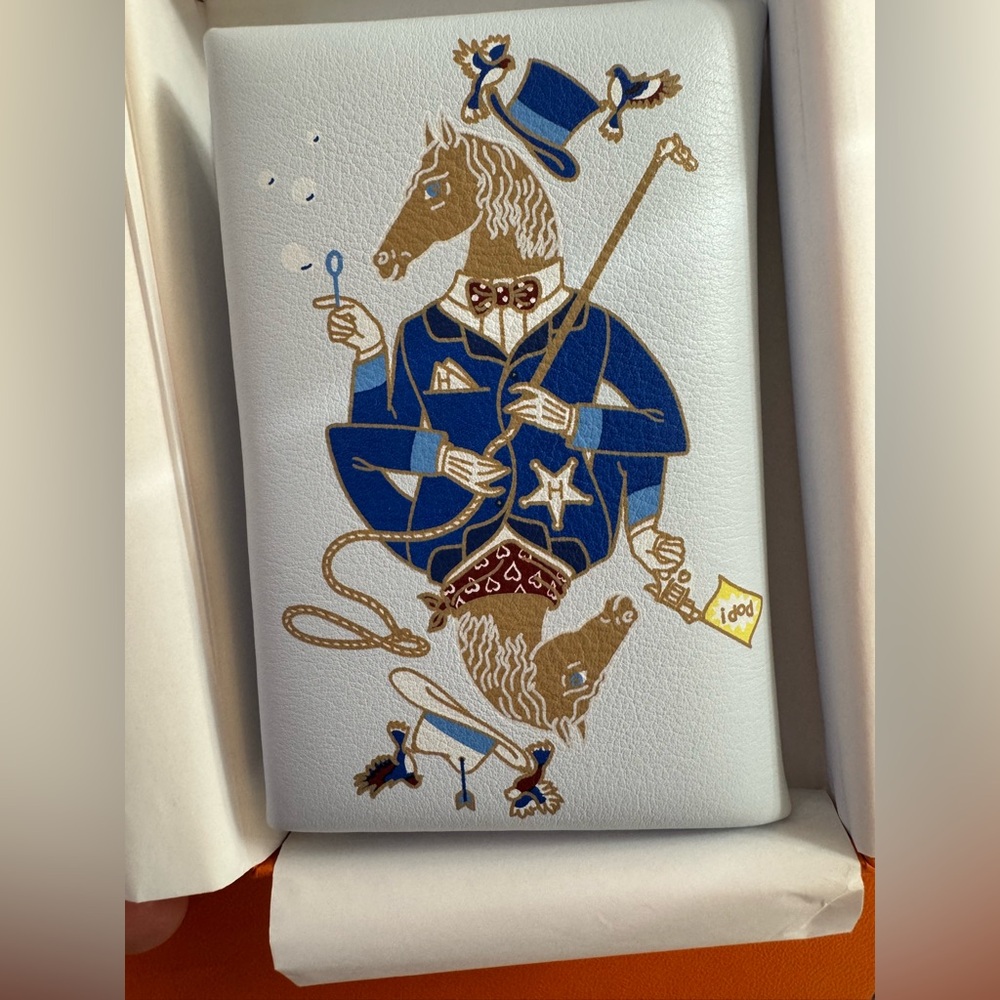 Hermes calvi card case, limited edition blue brume